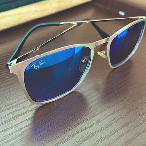 Ray-Ban Erika Sunglasses Metal Frame Blue Tint
